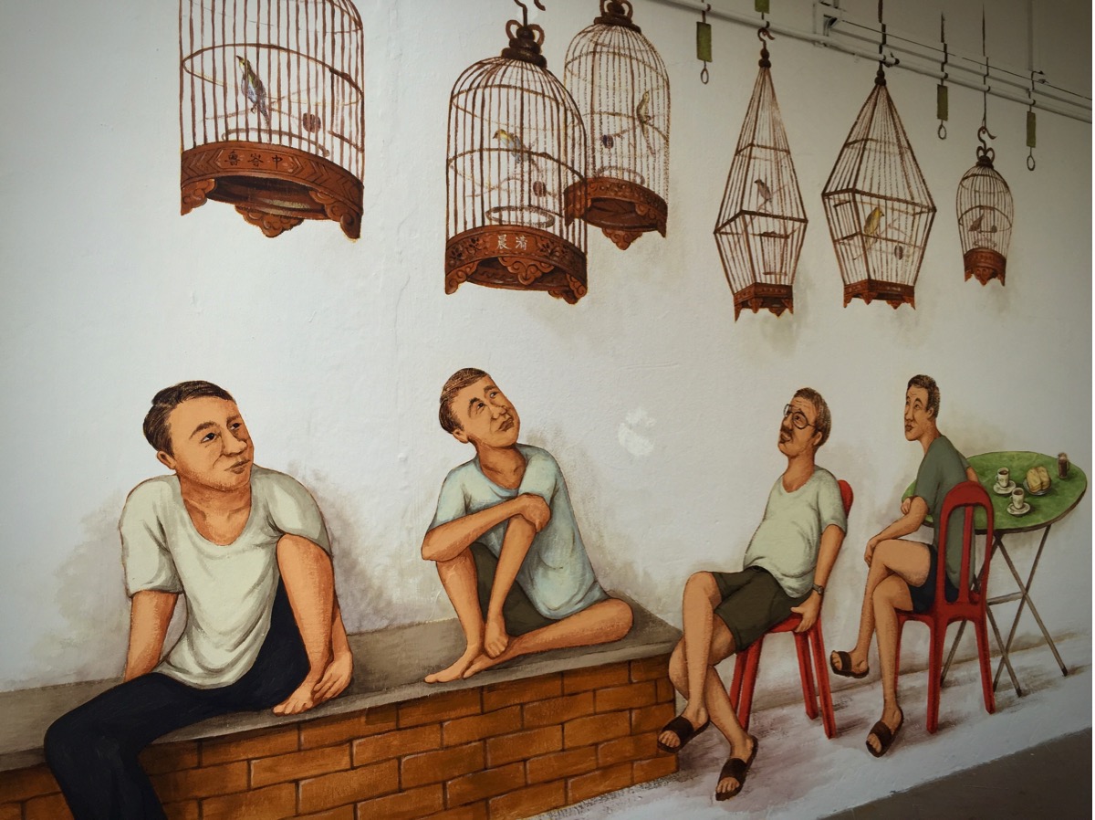 Bird Singing Corner Mural Singapur 