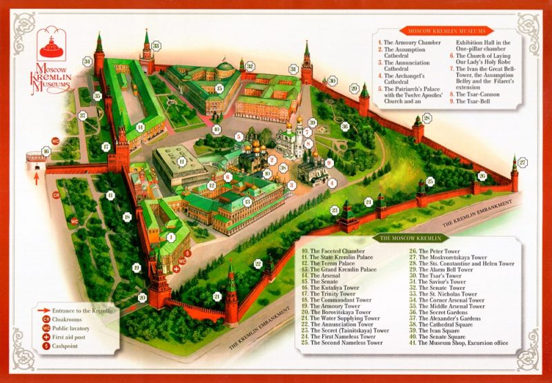 Mapa de que ver en el Kremlin de Moscú