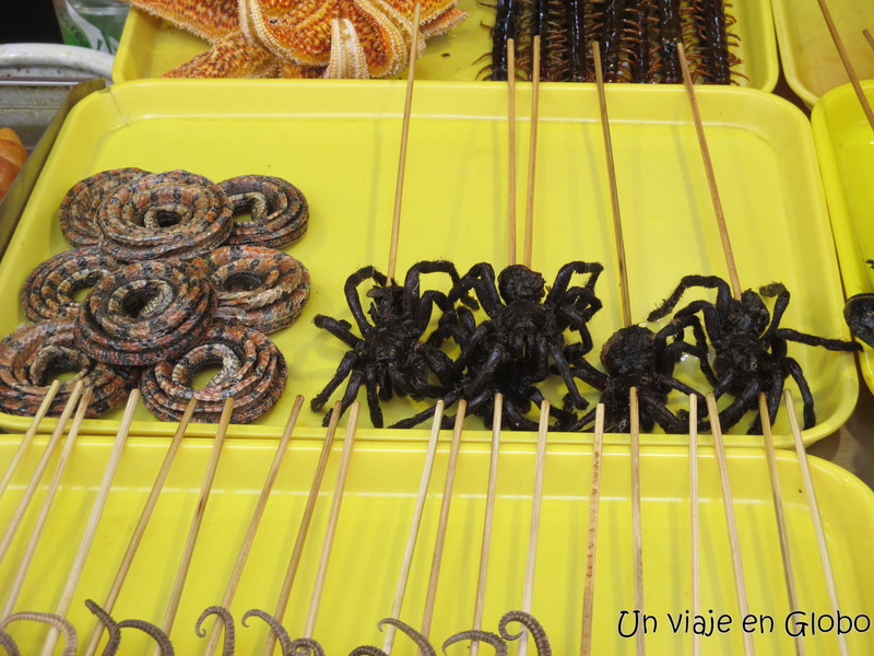 Arañas, Mercado de comidas Wangfujing, Beijing